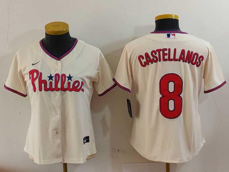 Women%27s Philadelphia Phillies #8 Nick Castellanos Cream Cool Base Jersey